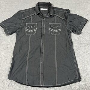 Buckle BKE Button Up Shirt Mens Large Black Athletic Fit Casual Designer